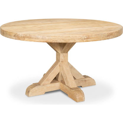 Oleski Round Dining Table by Sarreid Ltd. in sienna. Made from mango wood in a modern style.