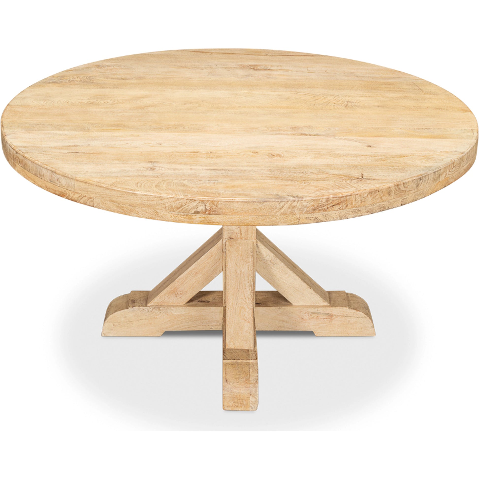 Oleski Round Dining Table by Sarreid Ltd. in sienna. Made from mango wood in a modern style.