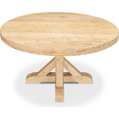 Oleski Round Dining Table by Sarreid Ltd. in sienna. Made from mango wood in a modern style.