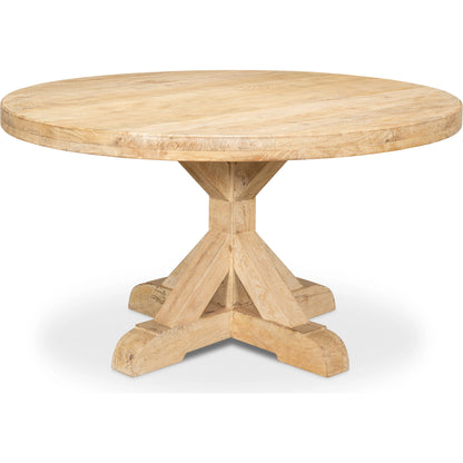 Oleski Round Dining Table by Sarreid Ltd. in sienna. Made from mango wood in a modern style.