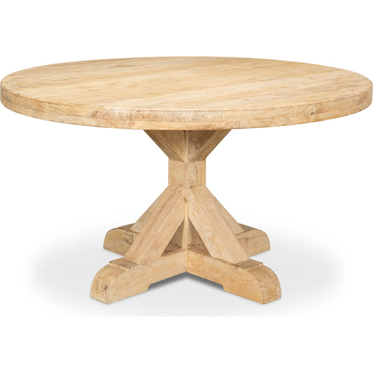 Oleski Round Dining Table by Sarreid Ltd. in sienna. Made from mango wood in a modern style.
