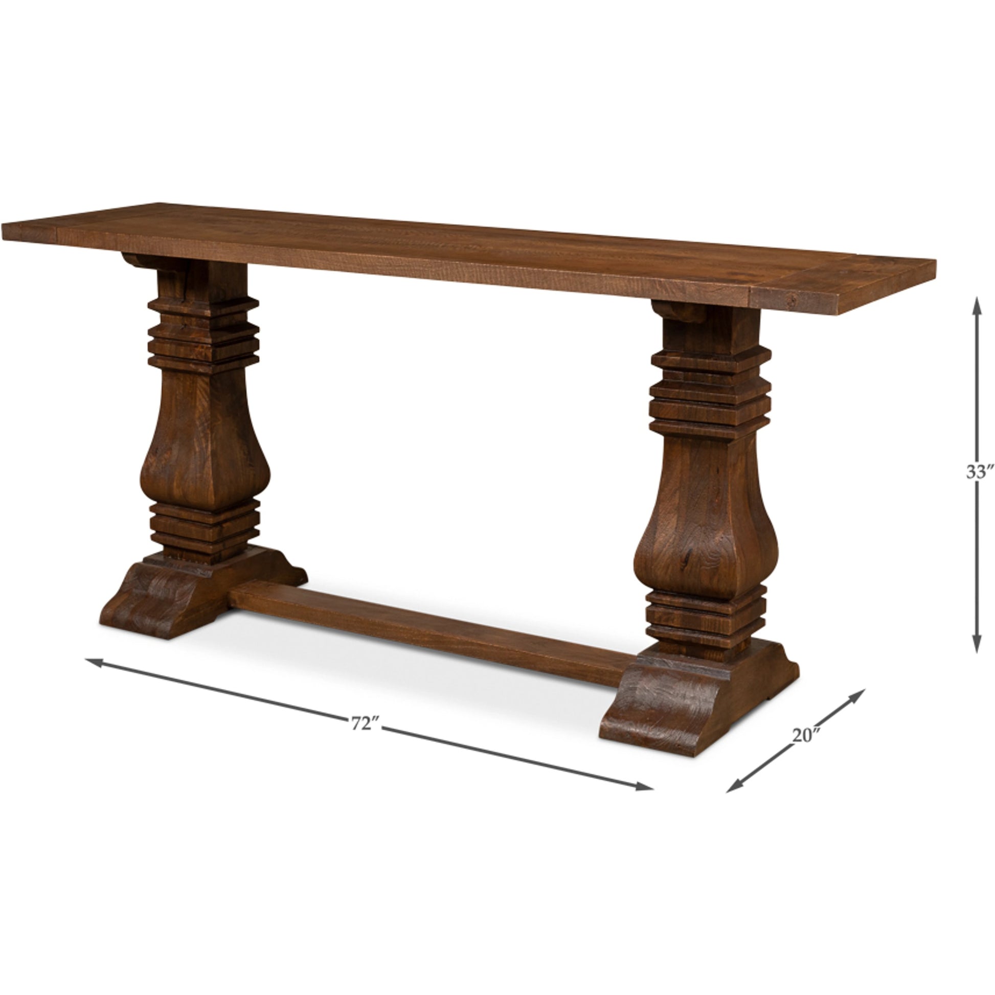 Colette Console Table by Sarreid Ltd. in mocha. Made from mango in a traditional style.