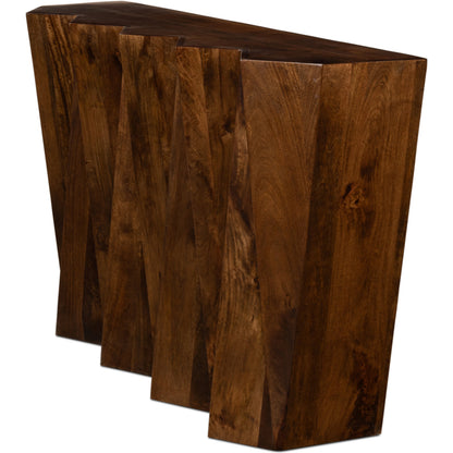 Denali Console Table by Sarreid Ltd. in natural brown. Made from mango wood in a modern style.