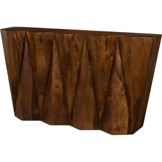 Denali Console Table by Sarreid Ltd. in natural brown. Made from mango wood in a modern style.