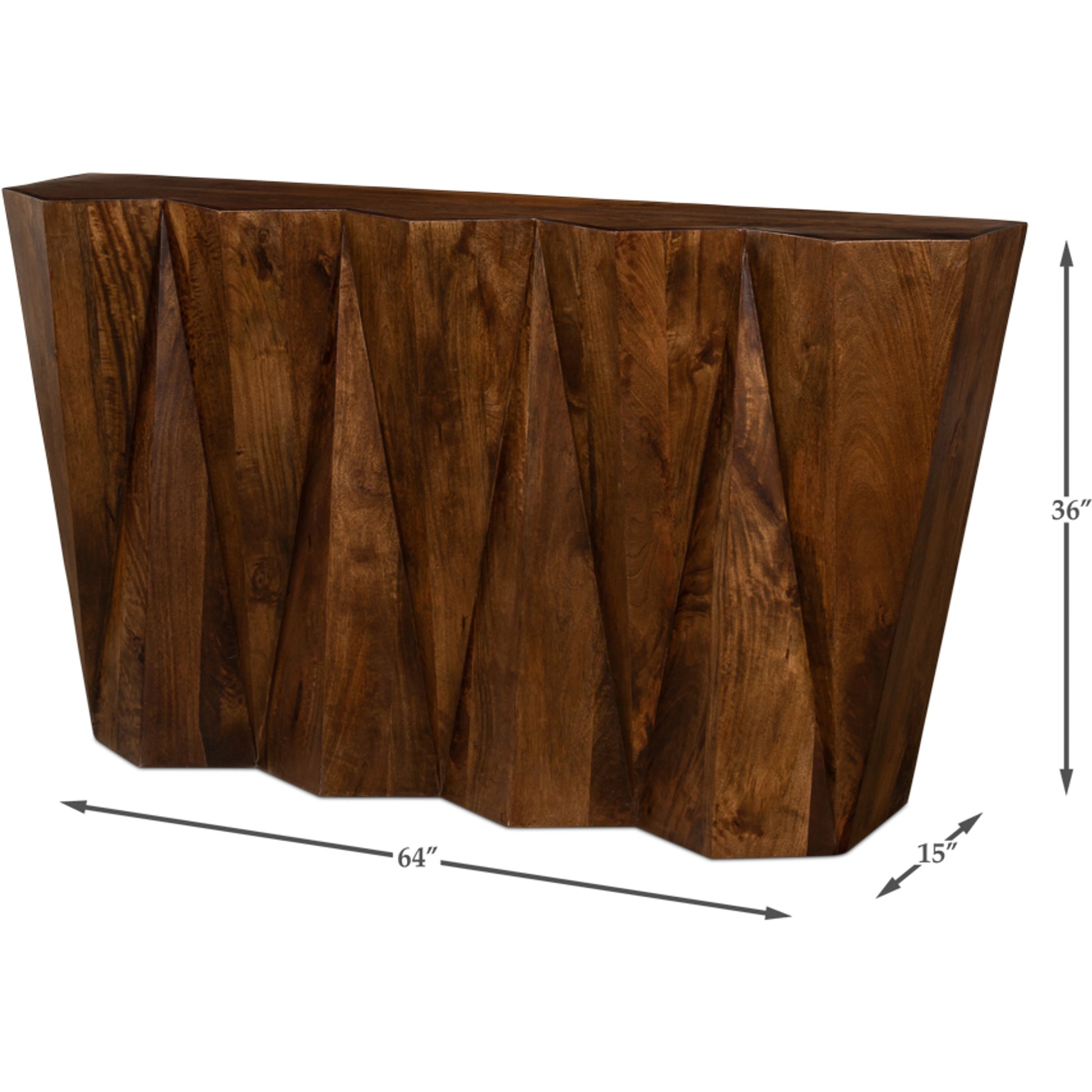 Denali Console Table by Sarreid Ltd. in natural brown. Made from mango wood in a modern style.