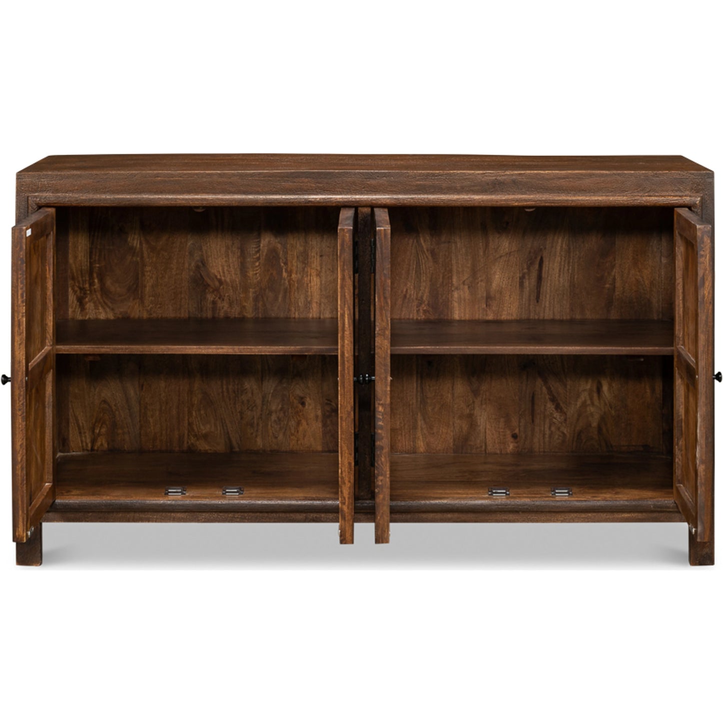 004 SI-1998500 | Additional Silo | Battle Chainmail 4 Door Sideboard by Sarreid Ltd. in brown. Made from mango wood in a cottage & farmhouse style.