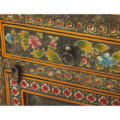 Bihar Hand Painted Chest by Butler Specialty Company in multi-color and artifacts. Made from merranti wood solids, mdf, hand painted design in a eclectic & global style.
