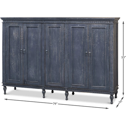 Ashlyn Sideboard by Sarreid Ltd. in colonial blue. Made from mango wood in a traditional style.