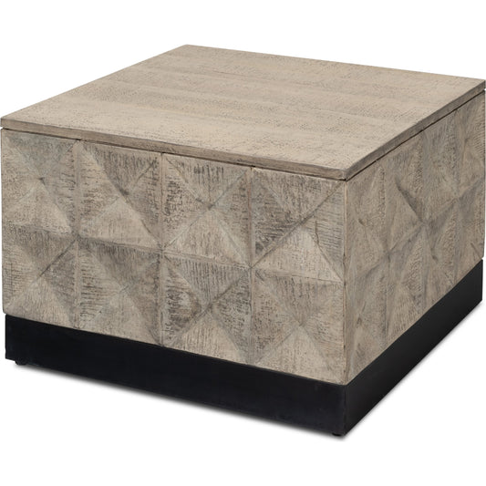 Geo Coffee Table by Sarreid Ltd. in casa grey. Made from mango wood, iron plinth in a modern style.