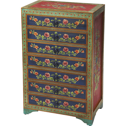 Zara Hand Painted Chest by Butler Specialty Company in multi-color and artifacts. Made from merranti wood solids, mdf, hand painted design in a cottage & farmhouse style.