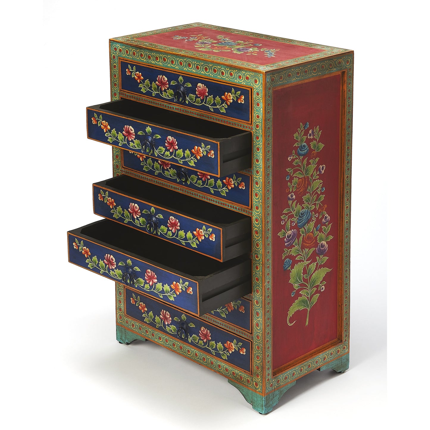 005 S-346413 | Additional Silo | Zara Hand Painted Chest by Butler Specialty Company in multi-color and artifacts. Made from merranti wood solids, mdf, hand painted design in a cottage & farmhouse style.