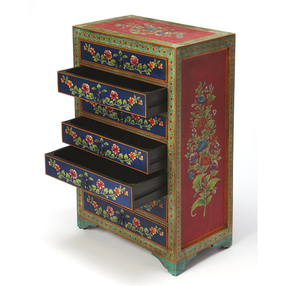 Zara Hand Painted Chest by Butler Specialty Company in multi-color and artifacts. Made from merranti wood solids, mdf, hand painted design in a cottage & farmhouse style.