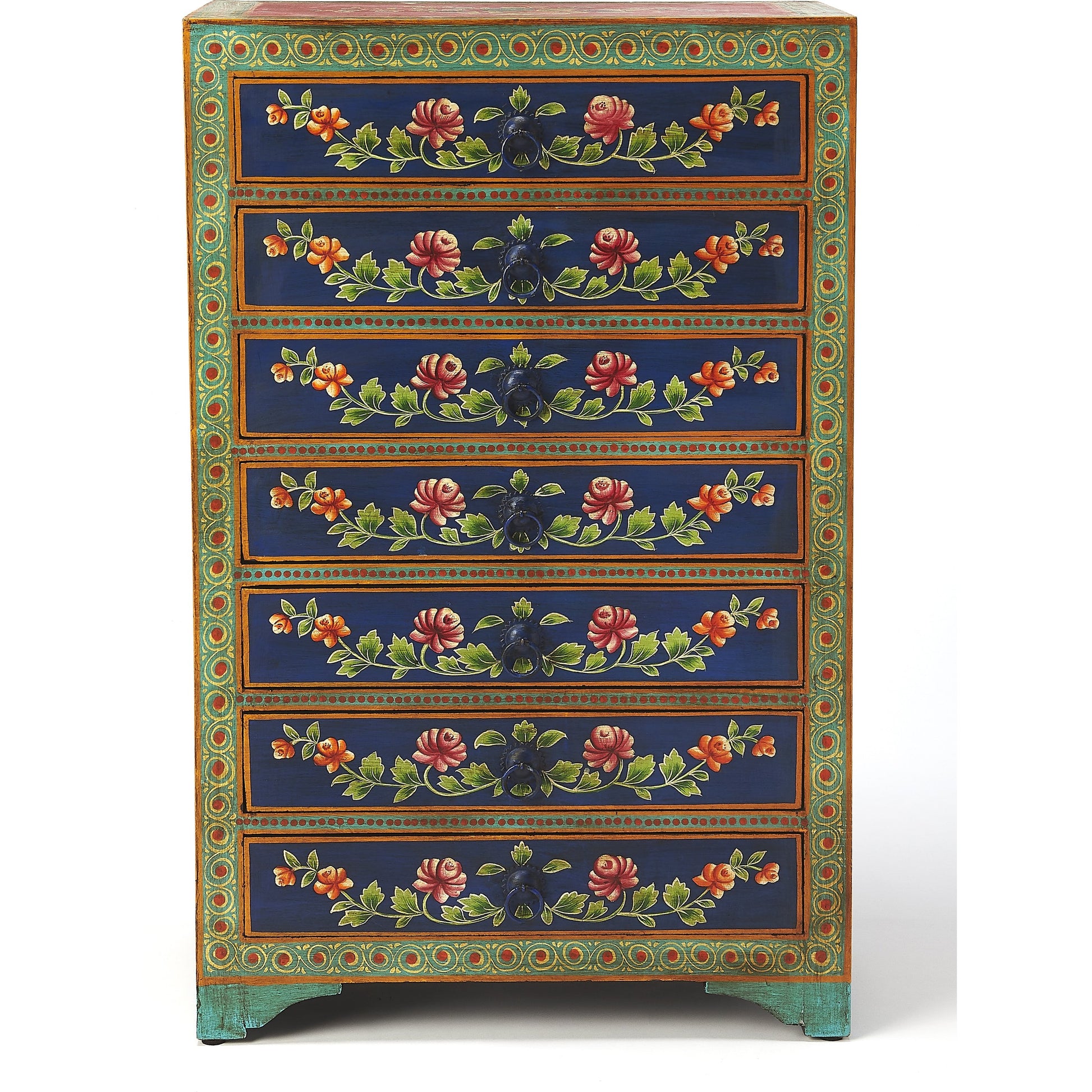 Zara Hand Painted Chest by Butler Specialty Company in multi-color and artifacts. Made from merranti wood solids, mdf, hand painted design in a cottage & farmhouse style.