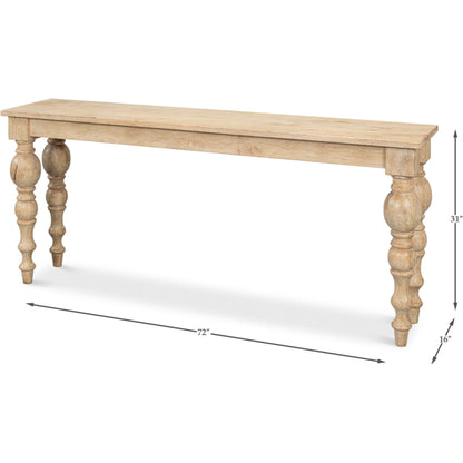 Jocelyn Console Table by Sarreid Ltd. in sienna. Made from mango wood in a traditional style.