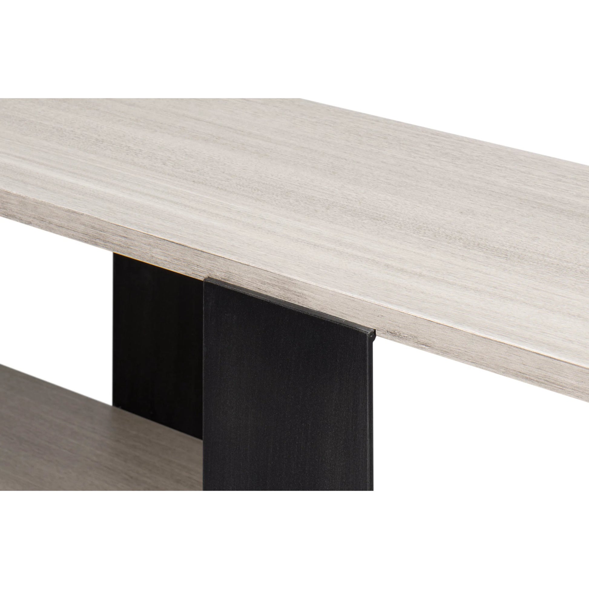 Covet Console by Sarreid Ltd. in white. Made from tanganika wood in a transitional style.