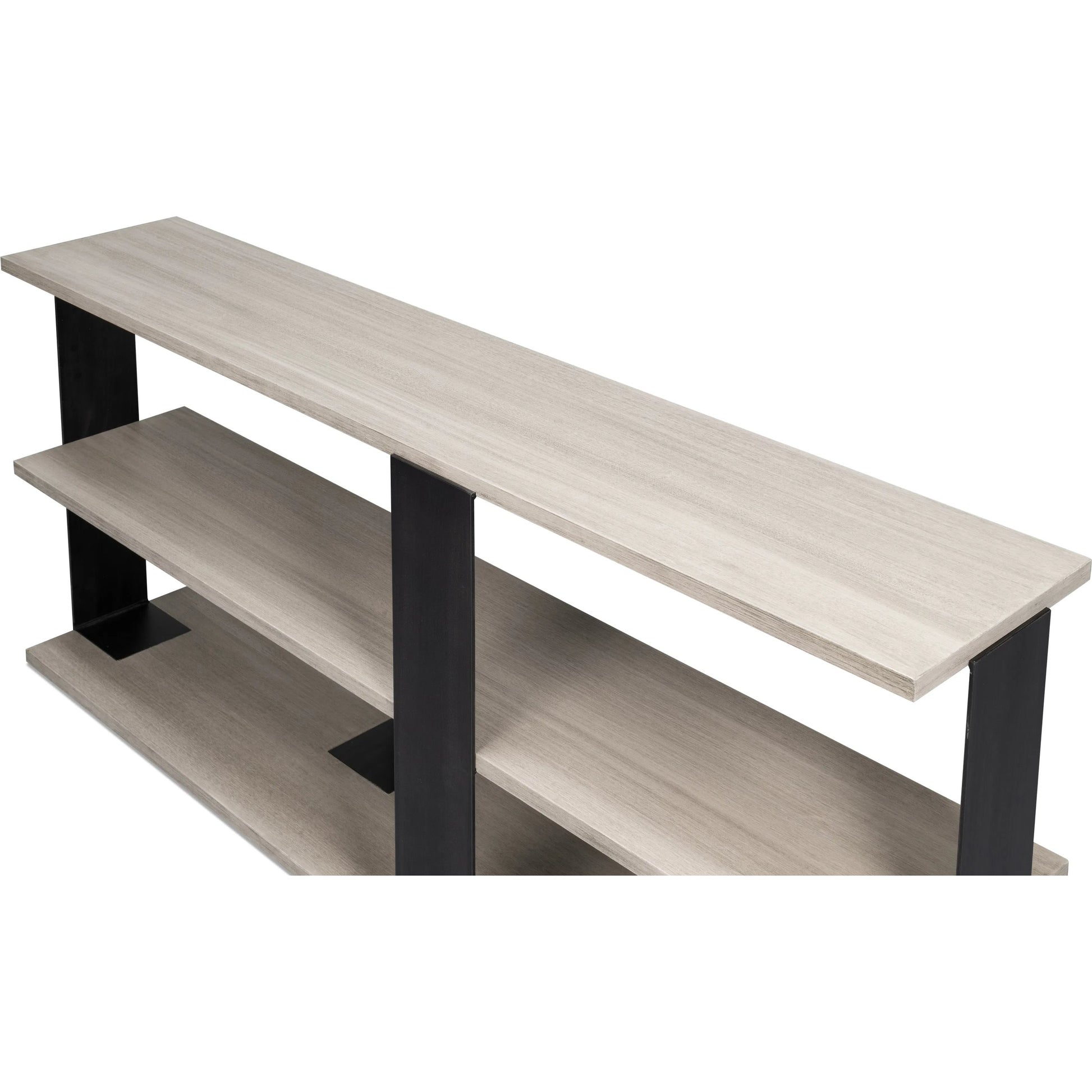 Covet Console by Sarreid Ltd. in white. Made from tanganika wood in a transitional style.