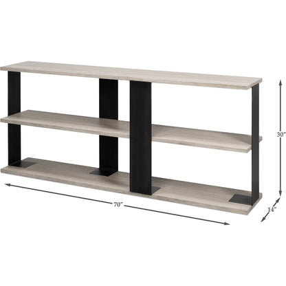 Covet Console by Sarreid Ltd. in white. Made from tanganika wood in a transitional style.
