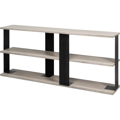 Covet Console by Sarreid Ltd. in white. Made from tanganika wood in a transitional style.