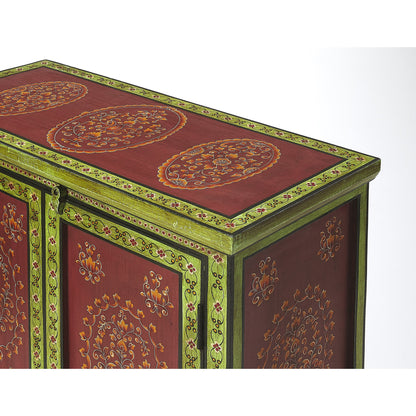 Disha Hand Painted Chest by Butler Specialty Company in multi-color and artifacts. Made from merranti wood solids, mdf, hand painted design in a eclectic & global style.