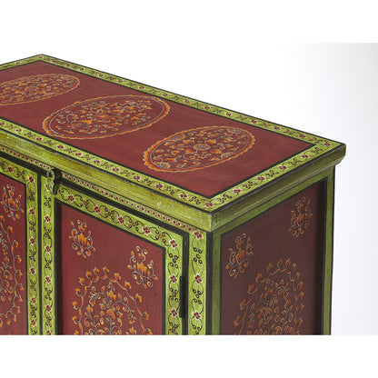Disha Hand Painted Chest by Butler Specialty Company in multi-color and artifacts. Made from merranti wood solids, mdf, hand painted design in a eclectic & global style.