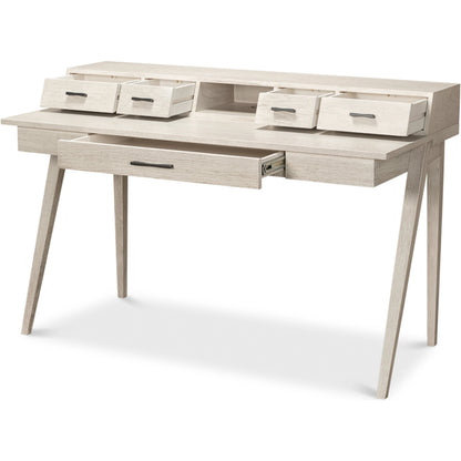 Covet Desk by Sarreid Ltd. in ivory bianca. Made from birch, ash, mdf in a modern style.