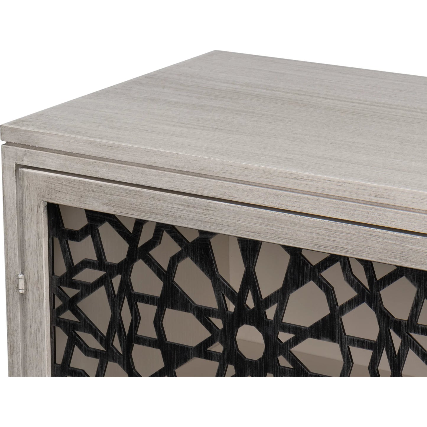 008 SI-2372479 | Closeup | Covet Door Chest by Sarreid Ltd. in white. Made from tanganika wood in a transitional style.