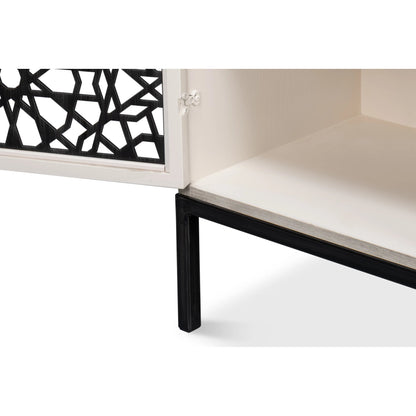 Covet Door Chest by Sarreid Ltd. in white. Made from tanganika wood in a transitional style.