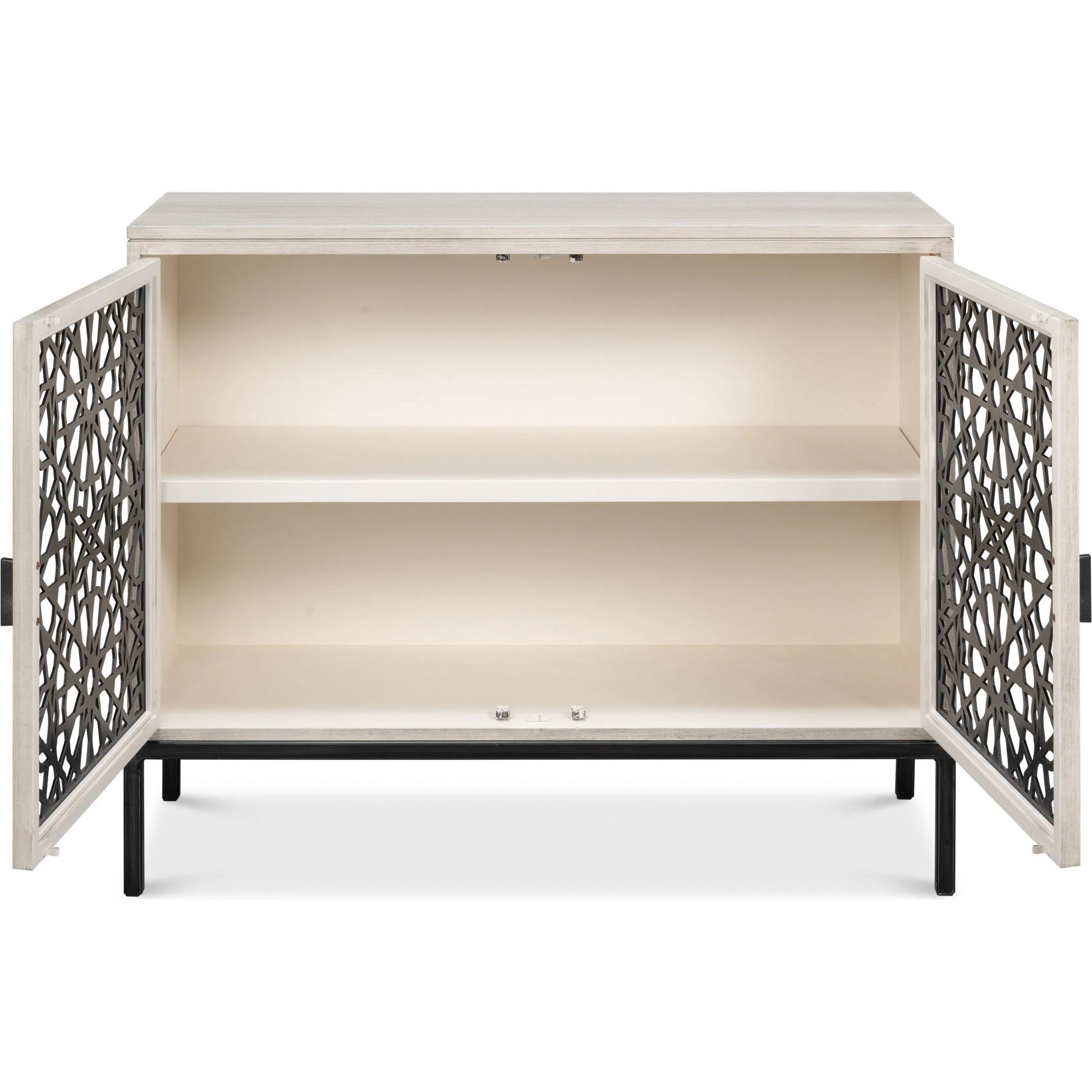 Covet Door Chest by Sarreid Ltd. in white. Made from tanganika wood in a transitional style.