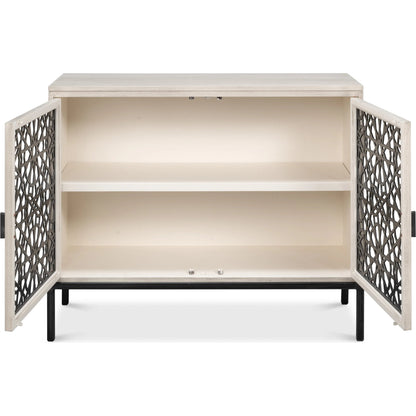 Covet Door Chest by Sarreid Ltd. in white. Made from tanganika wood in a transitional style.