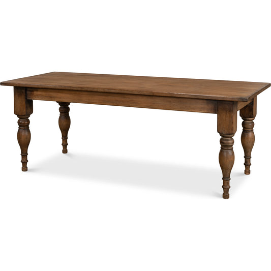 Gabby Dining Table by Sarreid Ltd. in brown. Made from reclaimed pine in a traditional style.
