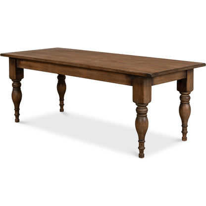 Gabby Dining Table by Sarreid Ltd. in brown. Made from reclaimed pine in a traditional style.