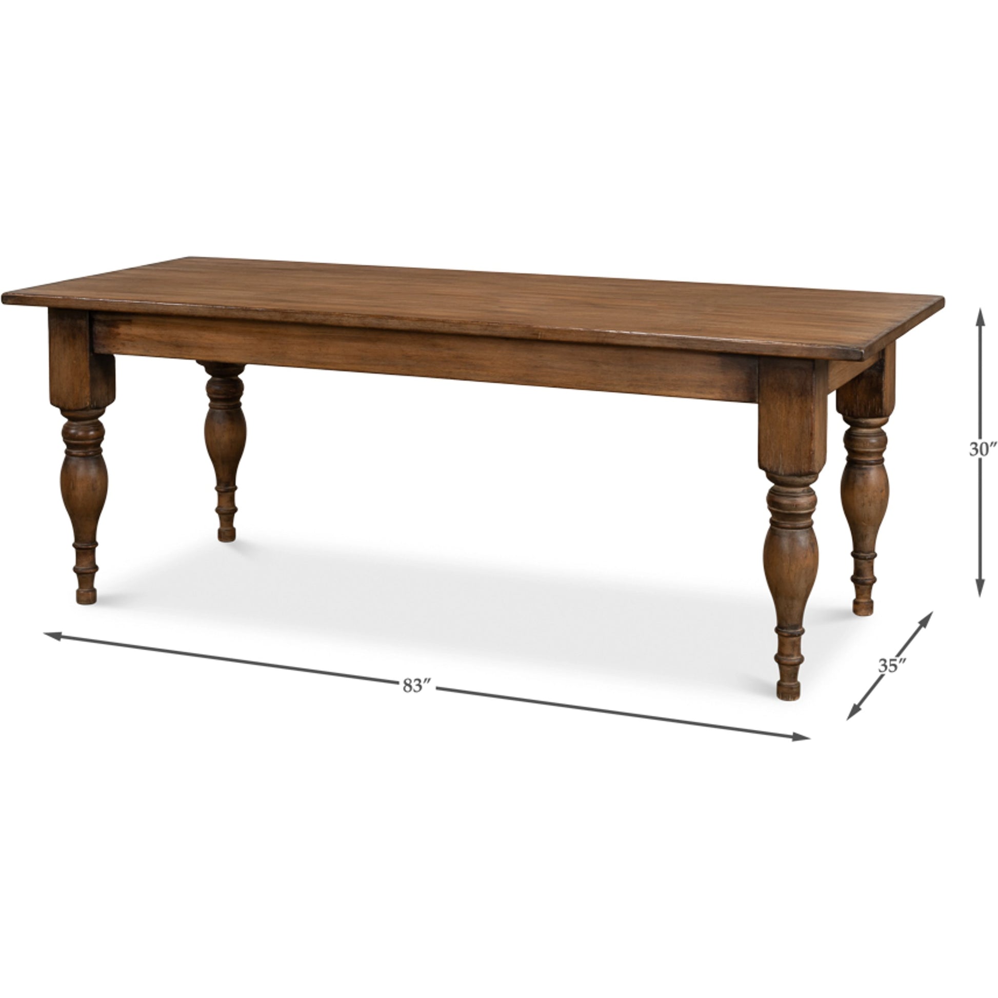 Gabby Dining Table by Sarreid Ltd. in brown. Made from reclaimed pine in a traditional style.