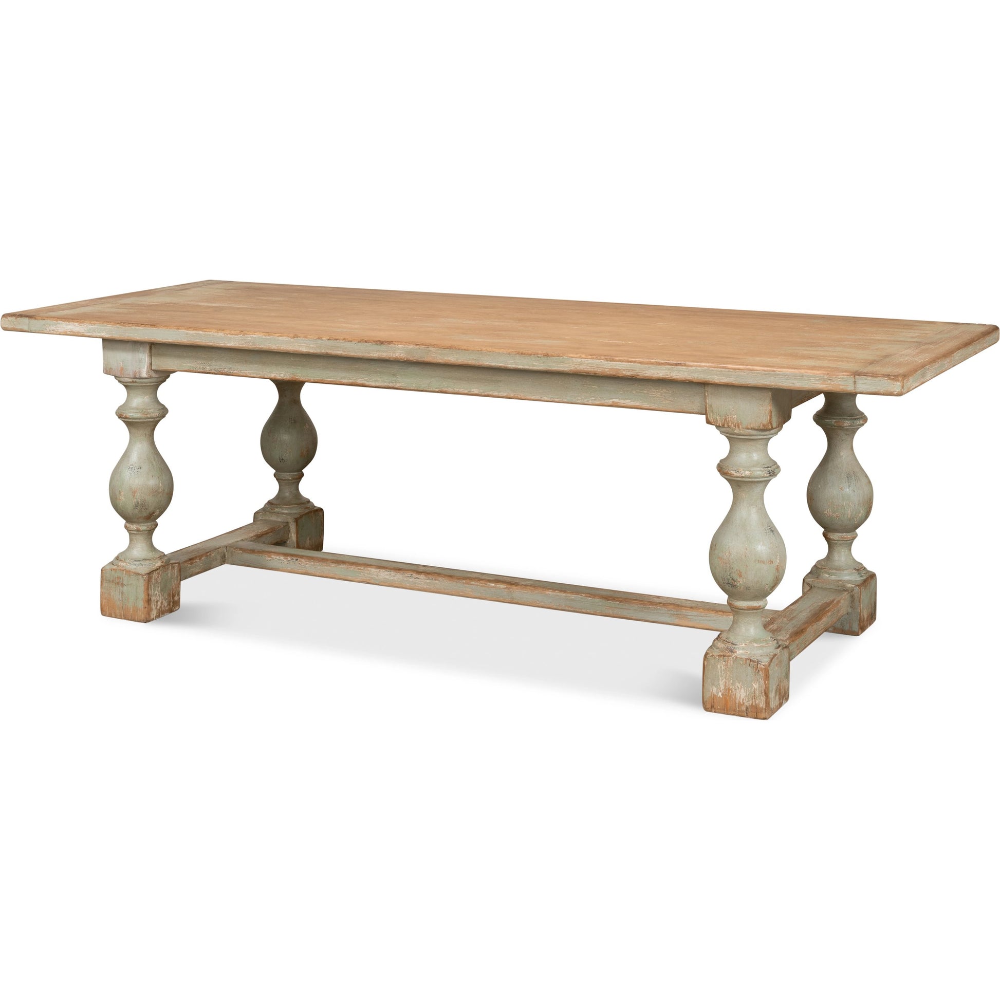 Owen Dining Table by Sarreid Ltd. in antique white. Made from reclaimed pine in a traditional style.