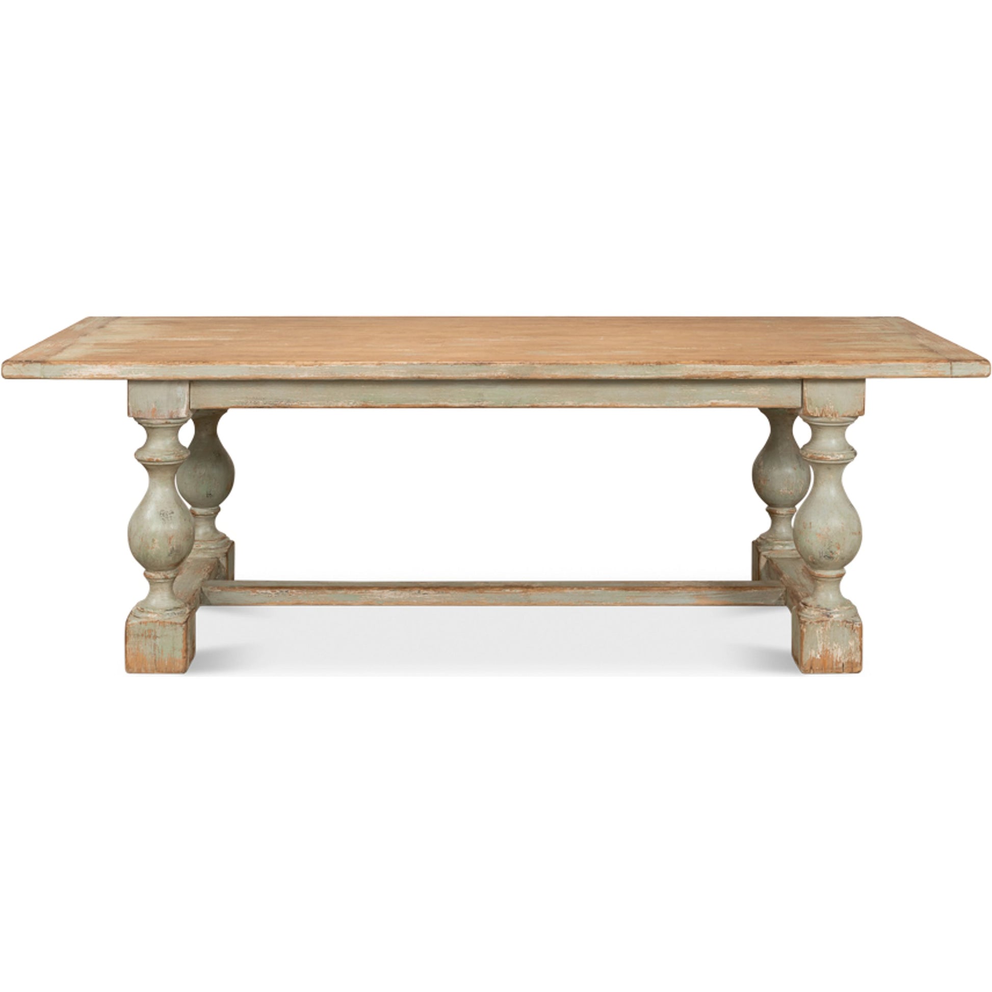 Owen Dining Table by Sarreid Ltd. in antique white. Made from reclaimed pine in a traditional style.