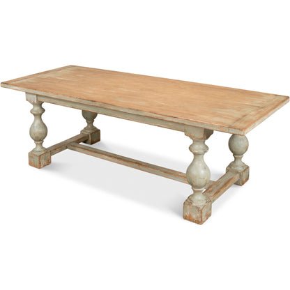 Owen Dining Table by Sarreid Ltd. in antique white. Made from reclaimed pine in a traditional style.