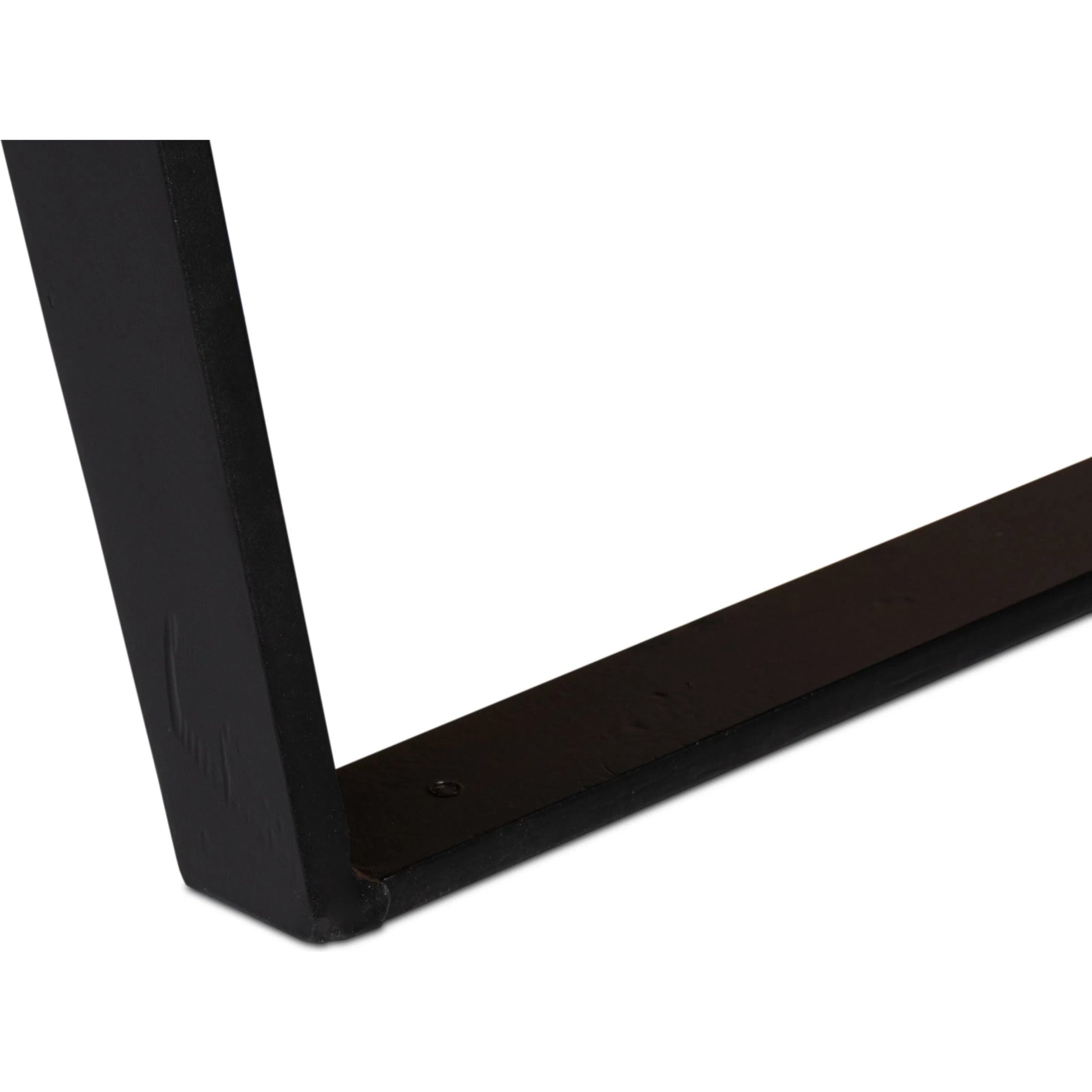 Paige Parquet Top Dining Table by Sarreid Ltd. in brown. Made from mango, powder coated legs in a modern style.