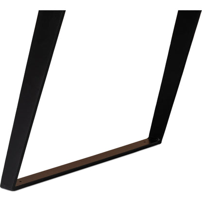 Paige Parquet Top Dining Table by Sarreid Ltd. in brown. Made from mango, powder coated legs in a modern style.