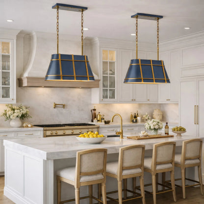 Brasserie 3 Light Linear by Varaluz in blue. Made from steel in a unique style.