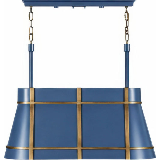 Brasserie 3 Light Linear by Varaluz in blue. Made from steel in a unique style.