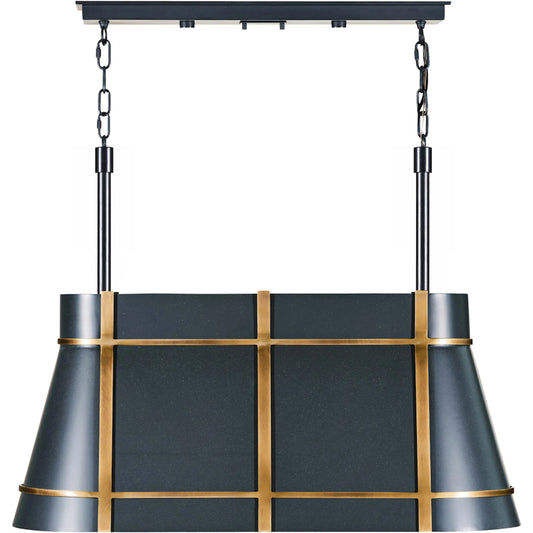 Brasserie 3-Light Linear Chandelier by Varaluz in blackened zinc, heritage bronze. Made from unique in a unique style.