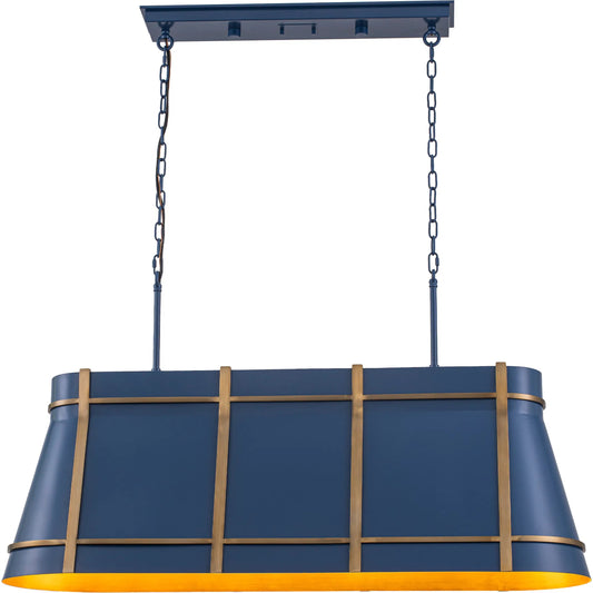 Brasserie 4 Light Linear by Varaluz in blue. Made from steel in a unique style.