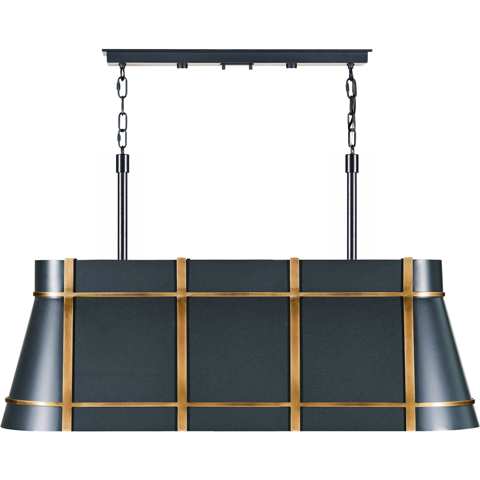 Brasserie 4-Light Linear Chandelier by Varaluz in blackened zinc, heritage bronze. Made from unique in a modern style.