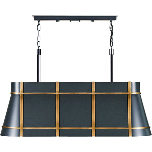 Brasserie 4-Light Linear Chandelier by Varaluz in blackened zinc, heritage bronze. Made from unique in a unique style.