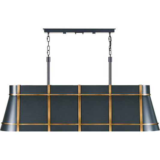 Brasserie 5-Light Linear Chandelier by Varaluz in blackened zinc, heritage bronze. Made from unique in a unique style.