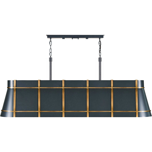 Brasserie 6-Light Linear Chandelier by Varaluz in blackened zinc, heritage bronze. Made from unique in a unique style.