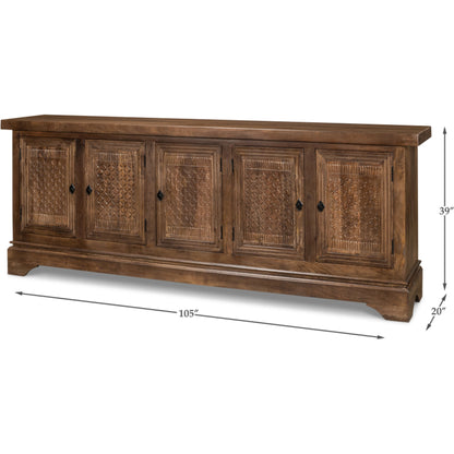 Gentry Sideboard by Sarreid Ltd. in walnut. Made from mango wood in a traditional style.