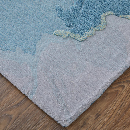 Kawai Rug - KAW8987F by Feizy in blue, gold, gray. Made from wool, viscose in a unique style.