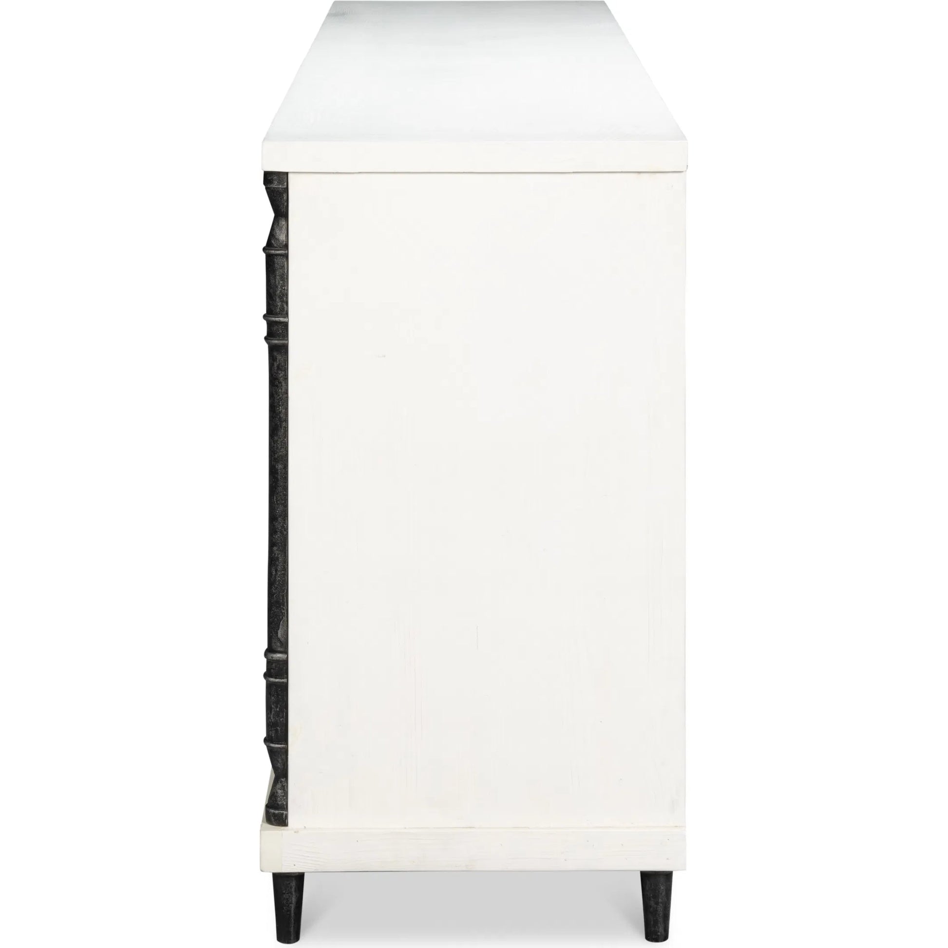 Elegance Credenza by Sarreid Ltd. in elegance white. Made from pine wood, iron in a unique style.