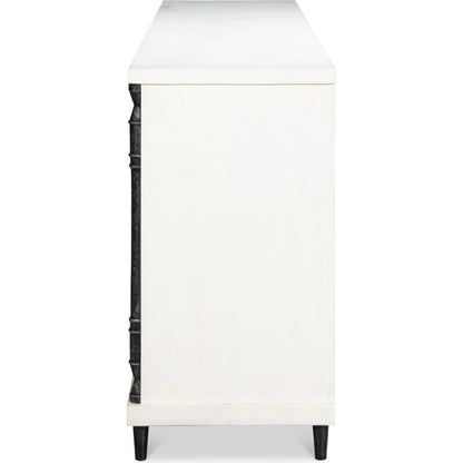 Elegance Credenza by Sarreid Ltd. in elegance white. Made from pine wood, iron in a unique style.