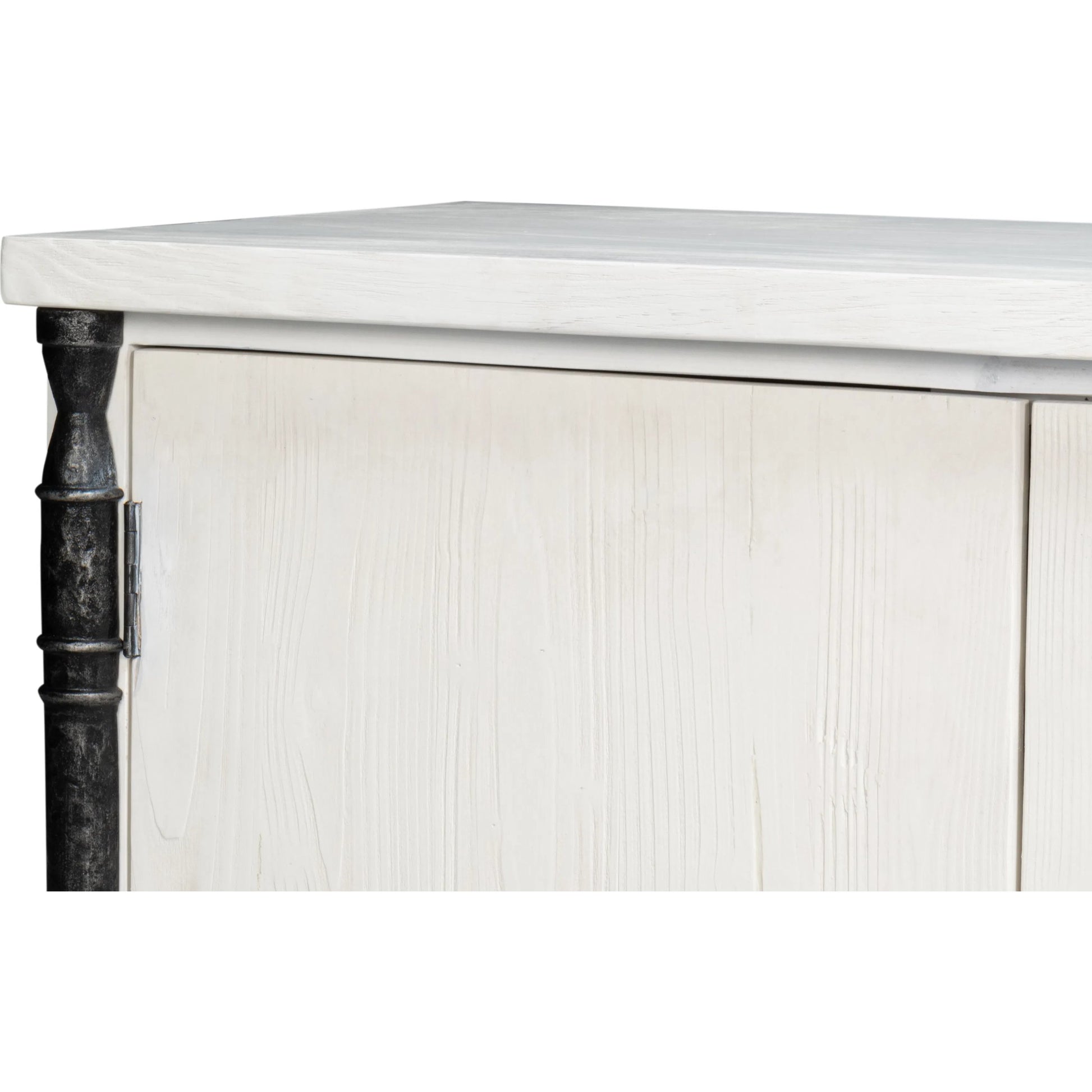 Elegance Credenza by Sarreid Ltd. in elegance white. Made from pine wood, iron in a unique style.